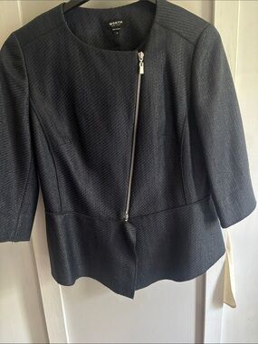 Worth Black Textured Asymmetrical Zip Jacket